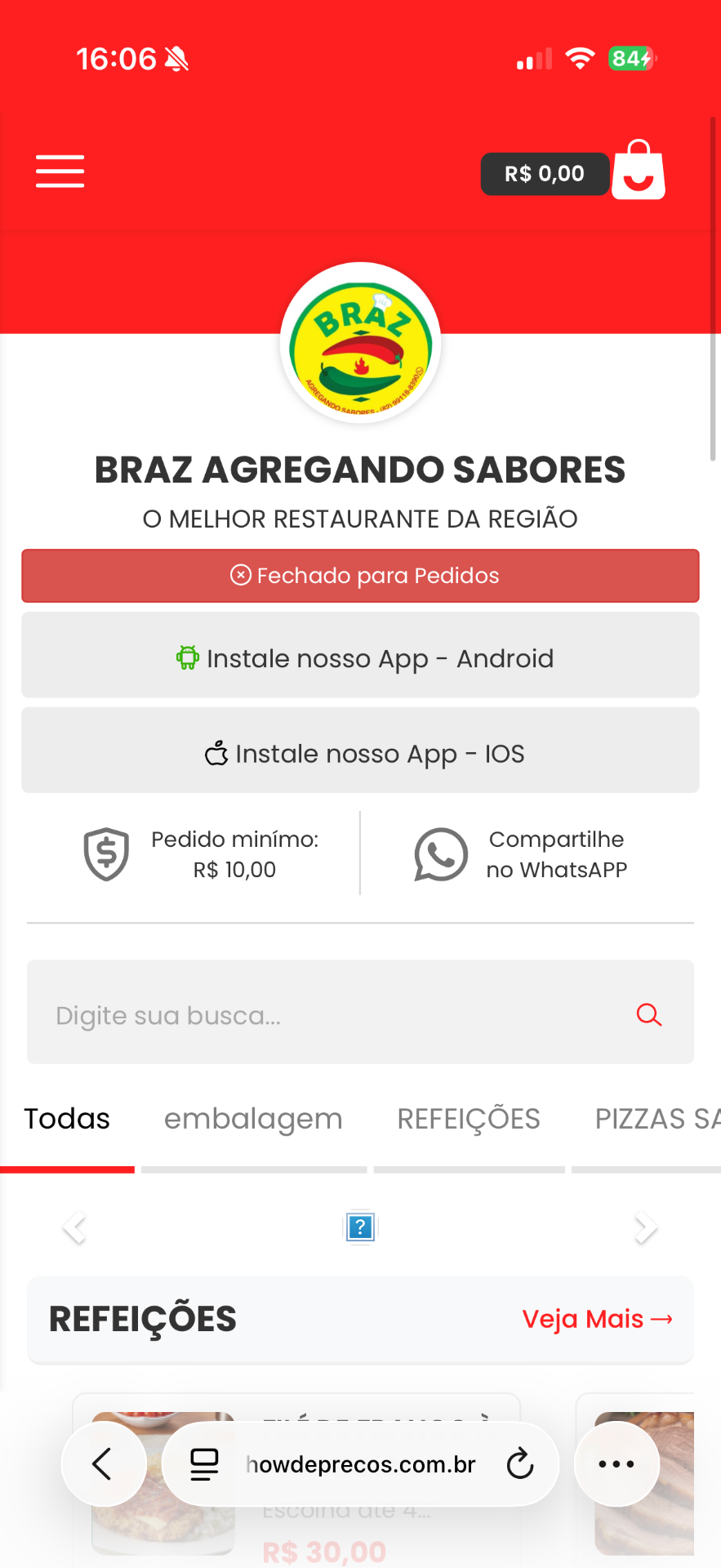 Filial Digital — loja virtual Braz Agregando Sabores